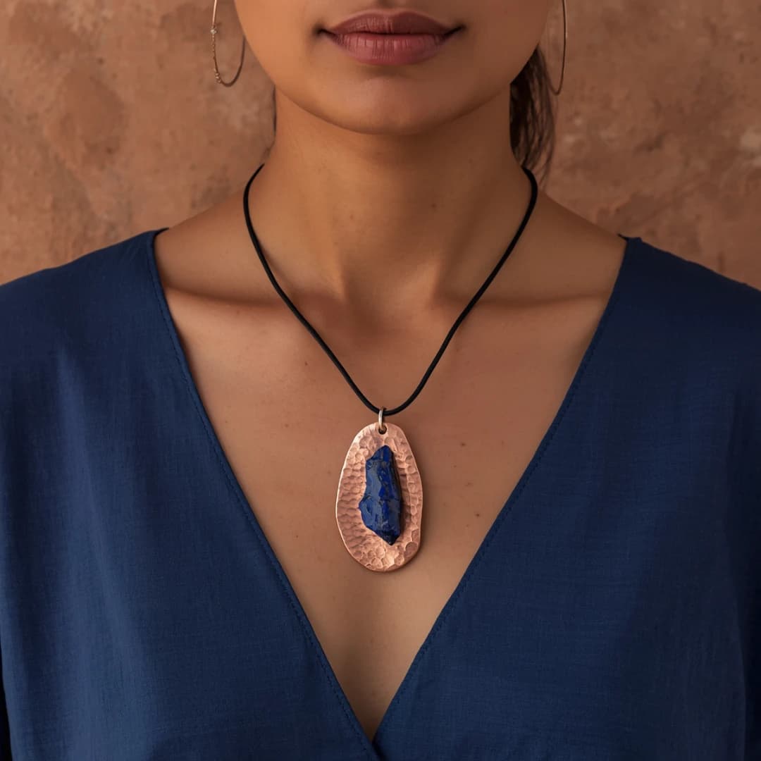 Copper Blue Stone Pendant