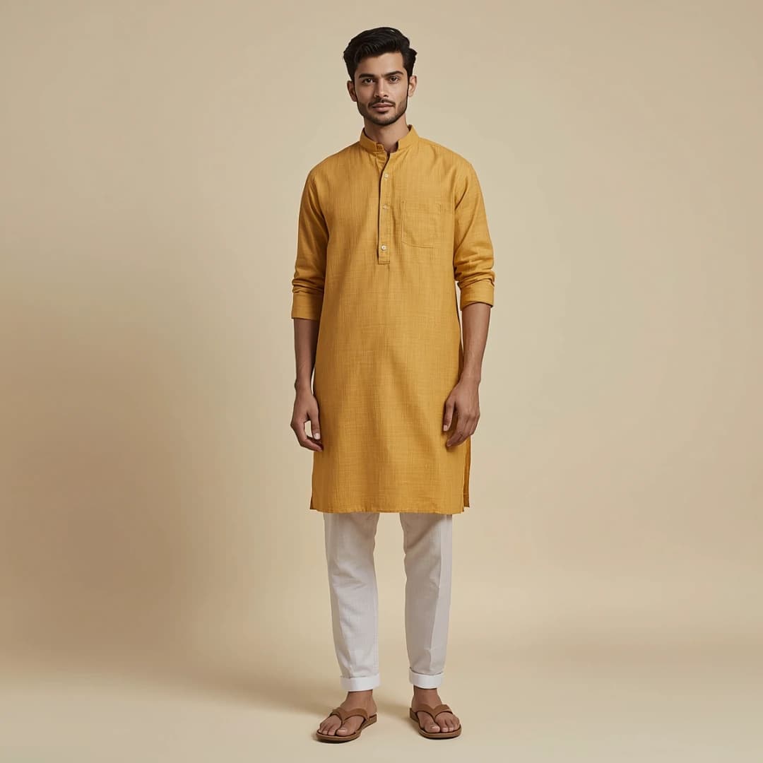 Mustard Yellow Handloom Cotton Shirt