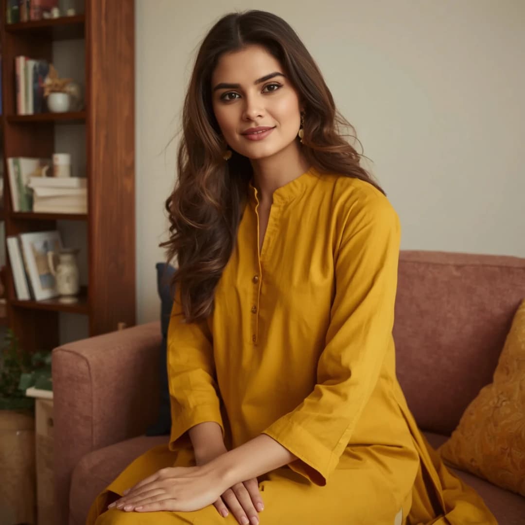 Ochre Yellow Casual Shalwar Kameez