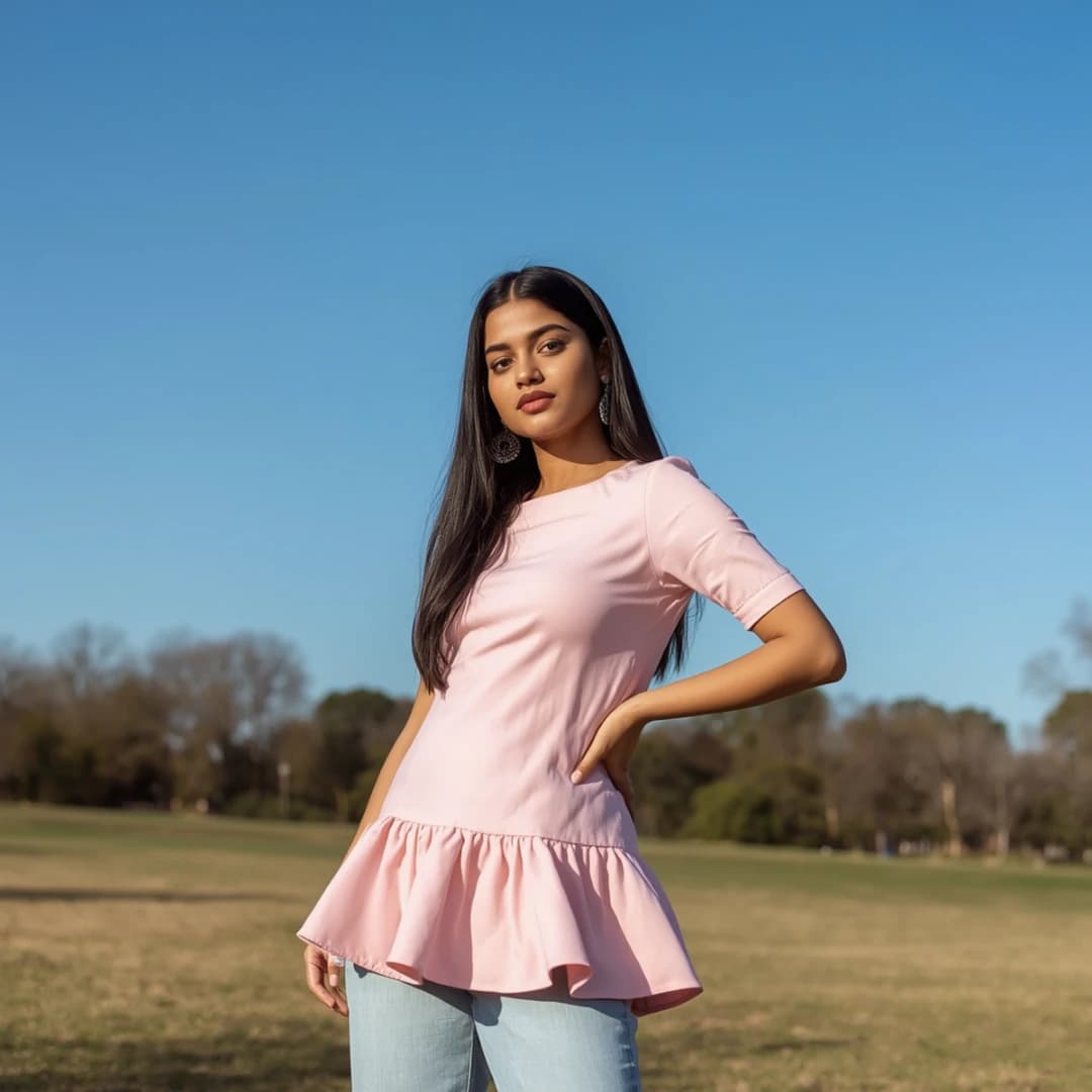 Taaga Pastel Pink Peplum Tunic