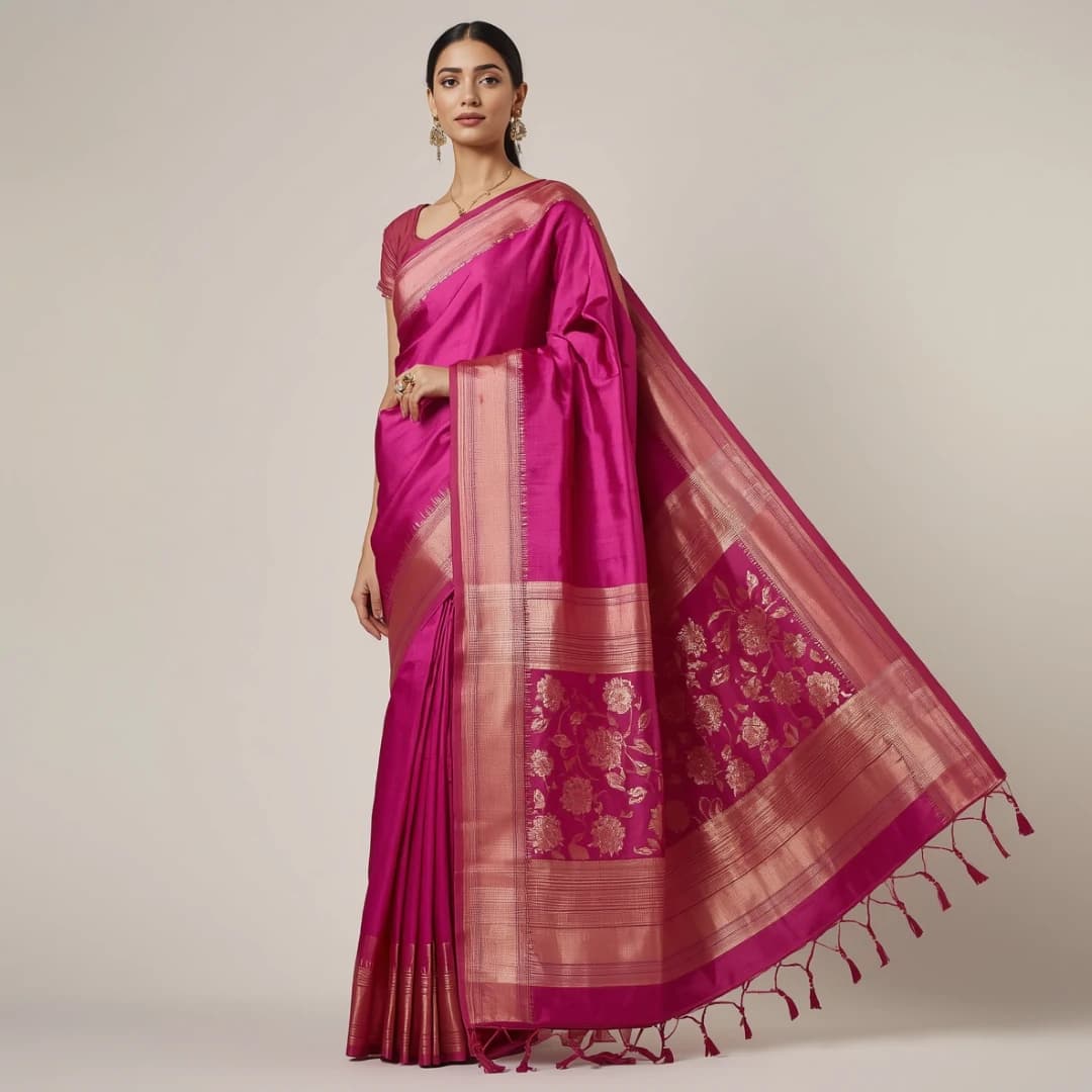 Magenta Pure Silk Saree