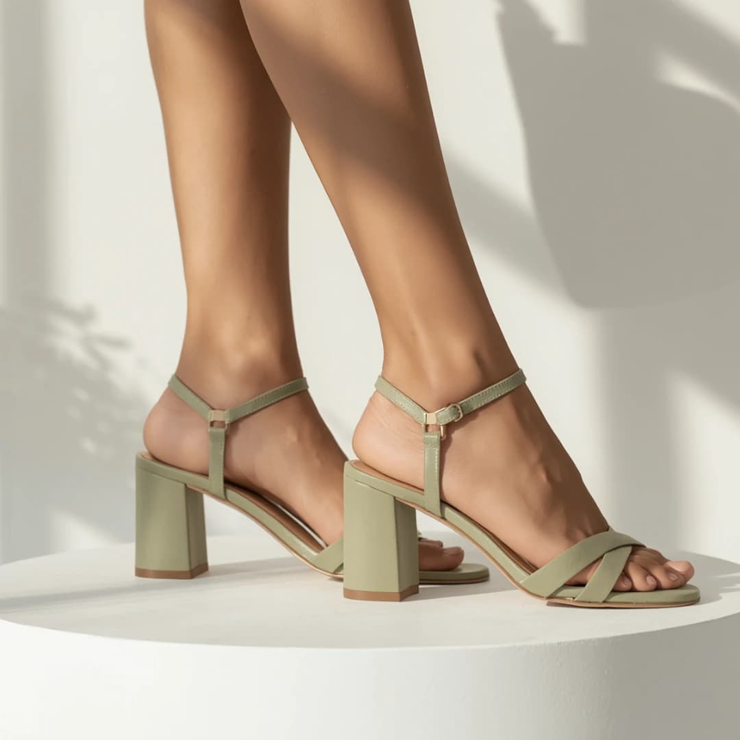 Sage Green Block Heel Sandals