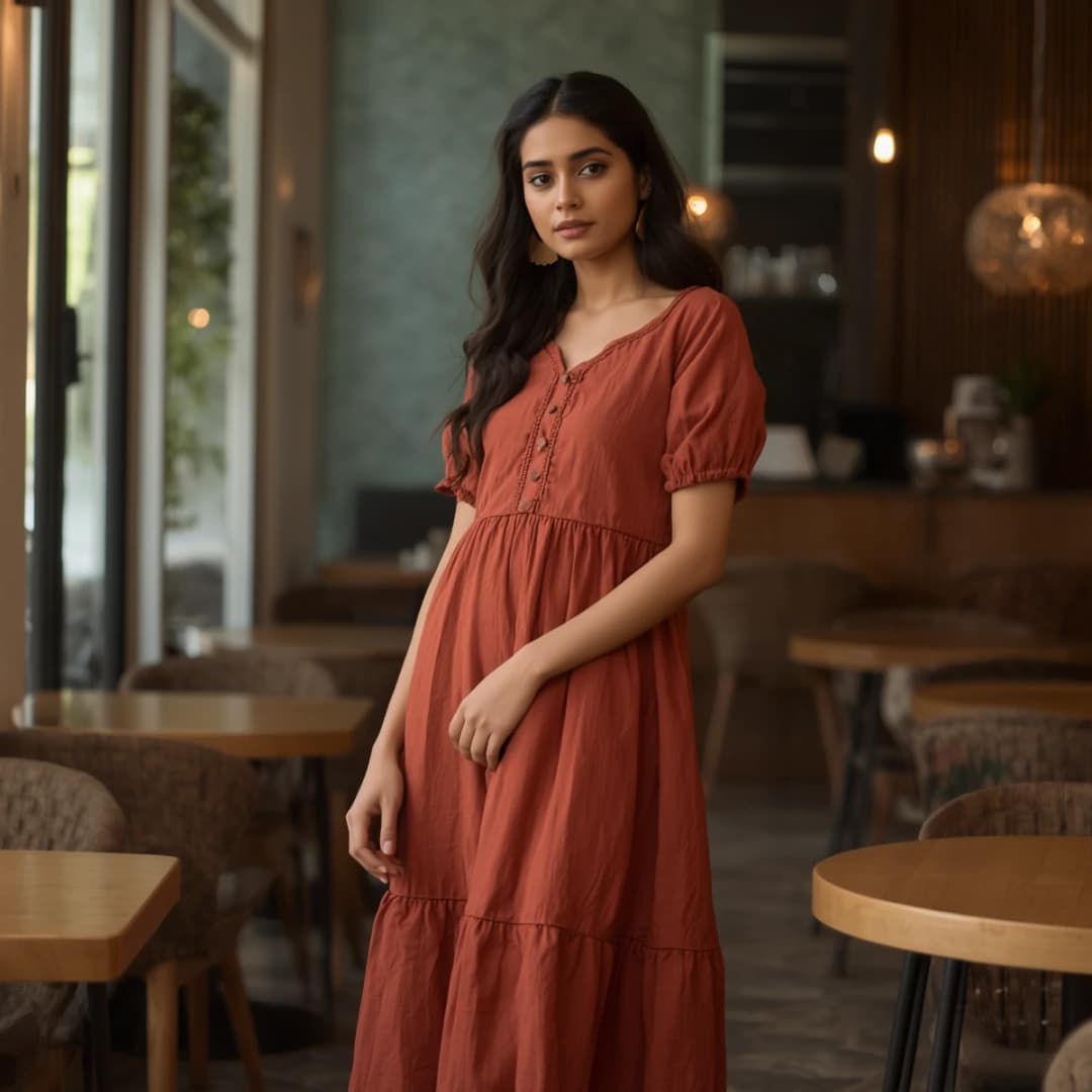 Taaga Terracotta Boho Dress